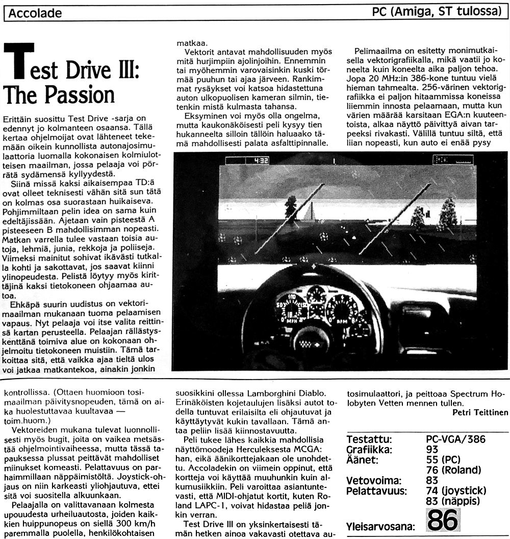 Test Drive III: The Passion